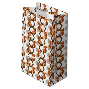 illustration of an array of teddy bear on white small gift bag