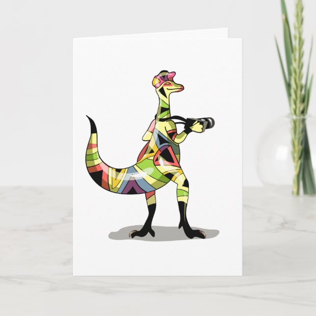 Illustration Of An Iguanodon Photographer. Card (Front)