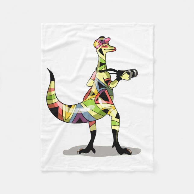 Illustration Of An Iguanodon Photographer. Fleece Blanket (Front)