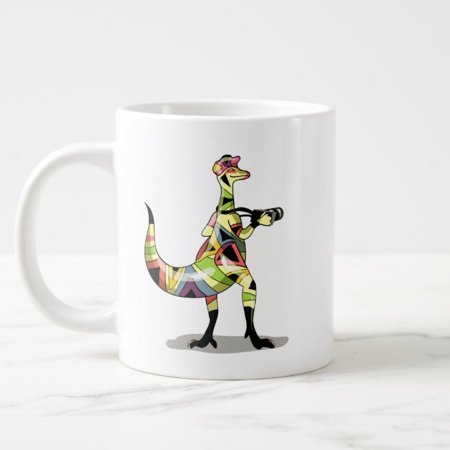 Illustration Of An Iguanodon Photographer. Large Coffee Mug (Left)