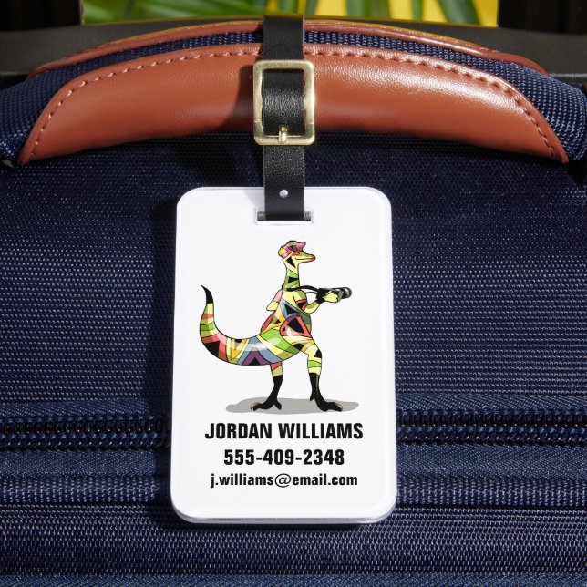 Illustration Of An Iguanodon Photographer. Luggage Tag (Front Insitu 2)