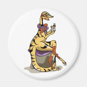 Illustration Of An Iguanodon Polishing Her Nails. Magnet