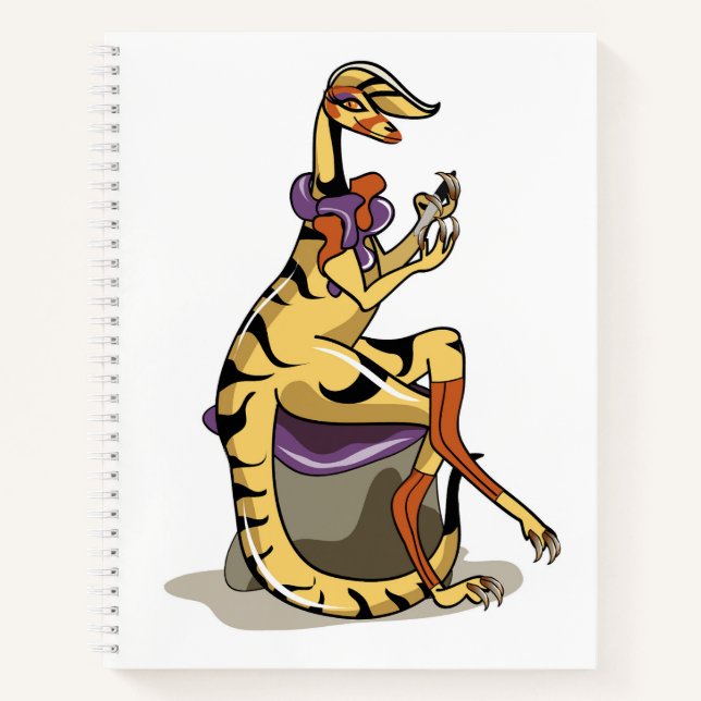 Illustration Of An Iguanodon Polishing Her Nails. Notebook (Front)