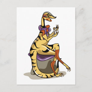 Illustration Of An Iguanodon Polishing Her Nails. Postcard