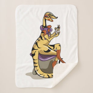 Illustration Of An Iguanodon Polishing Her Nails. Sherpa Blanket