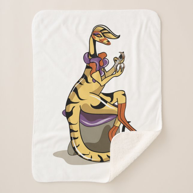 Illustration Of An Iguanodon Polishing Her Nails. Sherpa Blanket (Front)
