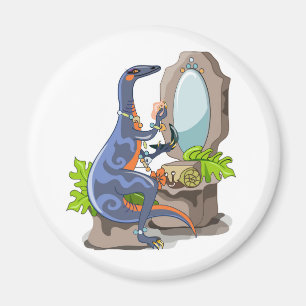 Illustration Of An Iguanodon Putting On Make-Up. Magnet