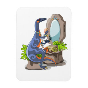 Illustration Of An Iguanodon Putting On Make-Up. Magnet