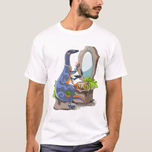 Illustration Of An Iguanodon Putting On Make-Up. T-Shirt