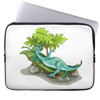 Illustration Of An Iguanodon Sunbathing. Laptop Sleeve