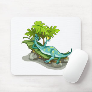 Illustration Of An Iguanodon Sunbathing. Mouse Mat