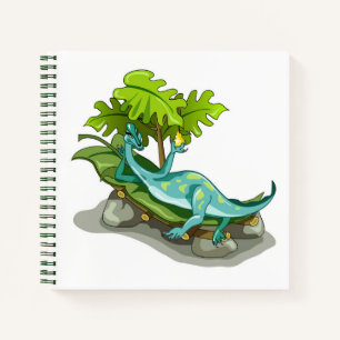 Illustration Of An Iguanodon Sunbathing. Notebook