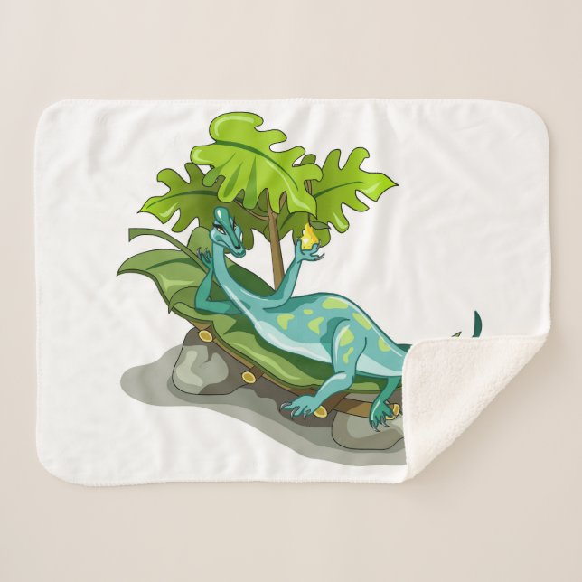 Illustration Of An Iguanodon Sunbathing. Sherpa Blanket (Front (Horizontal))