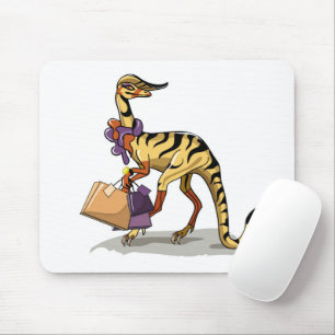 Illustration Of An Iguanodon With Shopping Bags. Mouse Mat