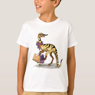 Illustration Of An Iguanodon With Shopping Bags. T-Shirt