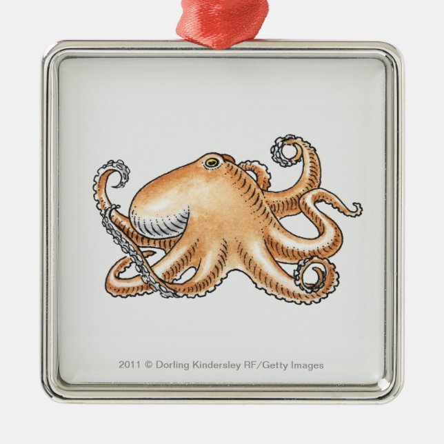 Illustration of an octopus metal tree decoration (Front)