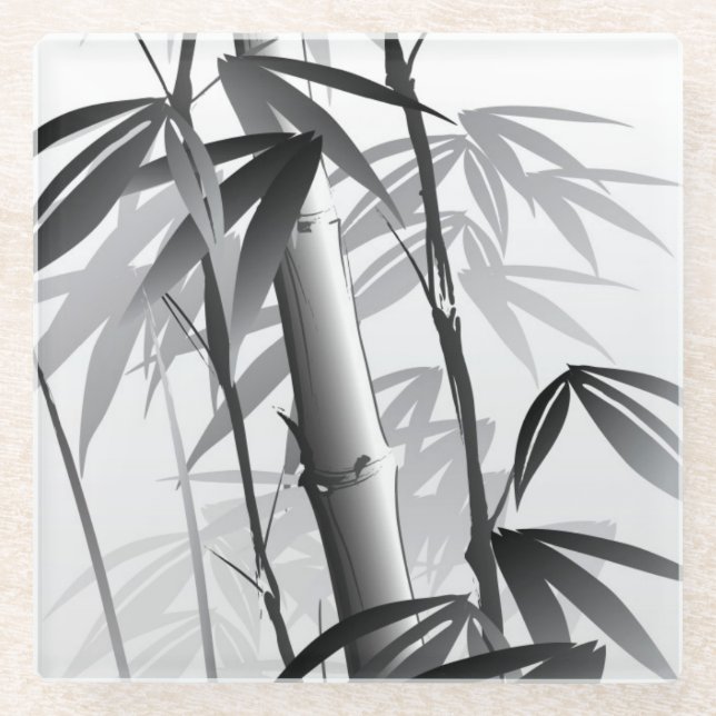 Illustration of an Oriental style painting Glass Coaster (Front)