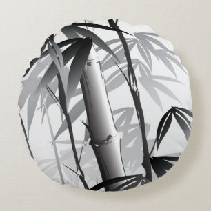 Illustration of an Oriental style painting Round Cushion