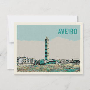 Illustration of Aveiro lagoon Lighthouse  Postcard