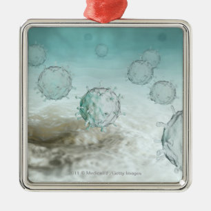 Illustration of avian flu cells metal tree decoration