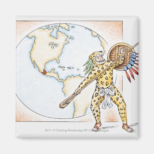 Illustration of Aztec Jaguar Warrior Magnet (Front)