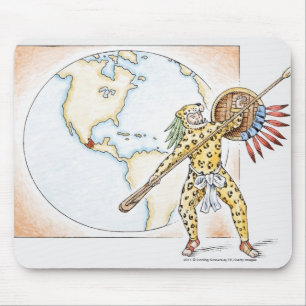 Illustration of Aztec Jaguar Warrior Mouse Mat