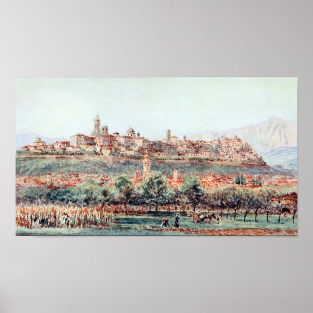 Illustration of Bergamo, Italy Poster (Front)