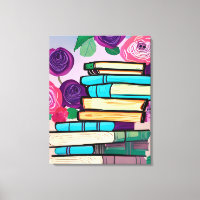 Illustration of Books and Flowers Digital Art