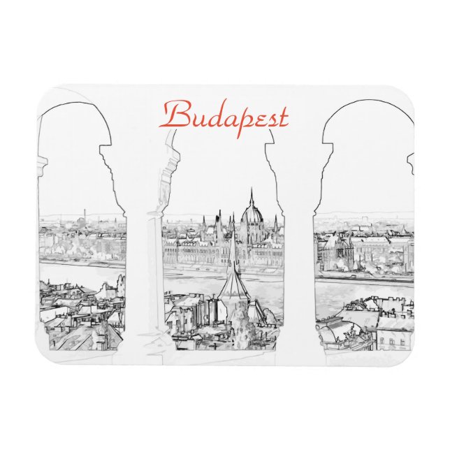 Illustration of Budapest and hungarian parliament Magnet (Horizontal)