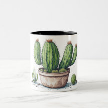 Illustration of cactus in a pot watercolor style