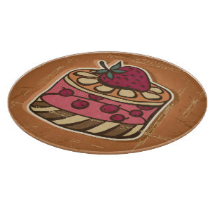 Illustration of cake in retro style cutting board