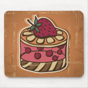 Illustration of cake in retro style mouse mat