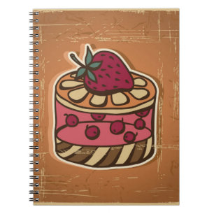 Illustration of cake in retro style notebook