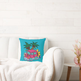 Illustration of cars with butterflies and bees. cushion