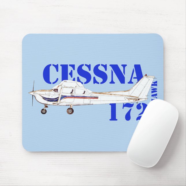 Illustration of Cessna 172 Skyhawk Aeroplane Desig Mouse Mat (With Mouse)