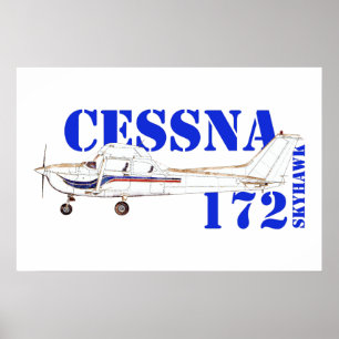 Illustration of Cessna 172 Skyhawk Aeroplane Desig Poster