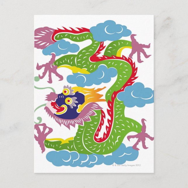 Illustration of Chinese dragon flying Postcard (Front)