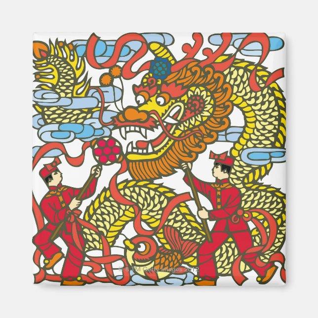 Illustration of Chinese dragon in Chinese New Magnet (Front)