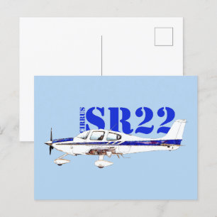 Illustration Of Cirrus SR22 Light Aircraft Design Postcard