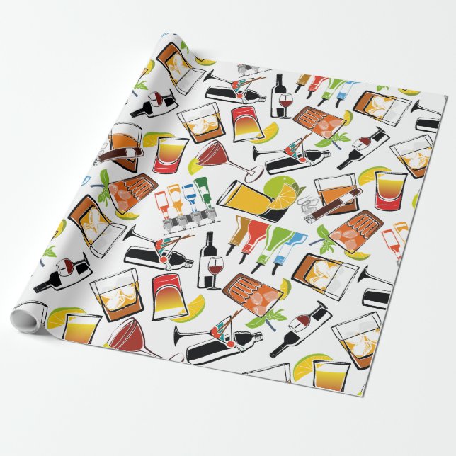 Illustration of cocktail nightlife wrapping paper (Unrolled)