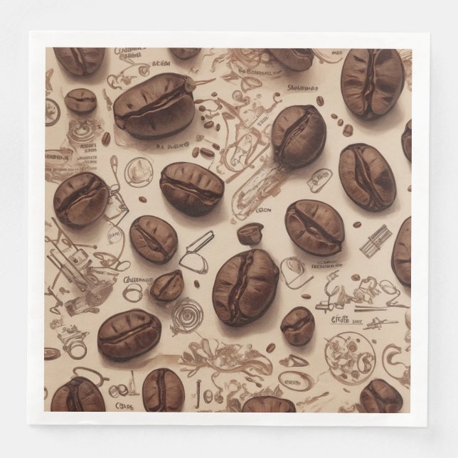 Illustration of Coffee Bean Pattern Napkin (Front)