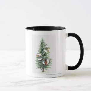 Illustration of coniferous tree with cones mug