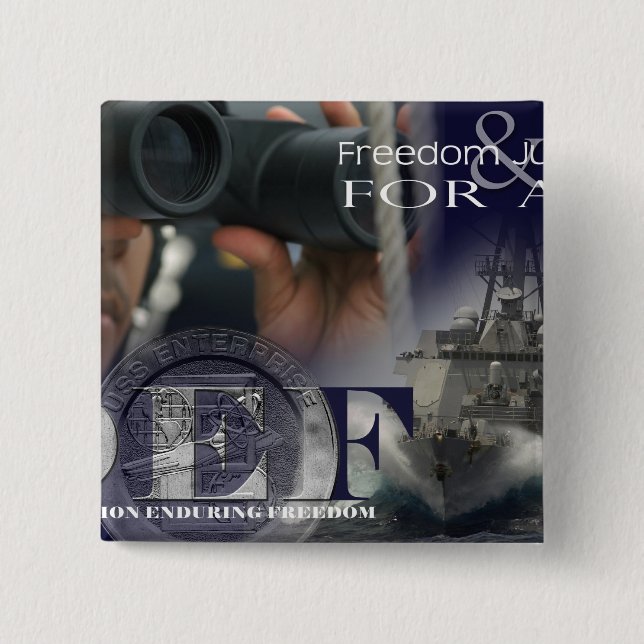 Illustration of crew members 15 cm square badge (Front)