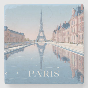 illustration of eiffel tower in paris stone coaster