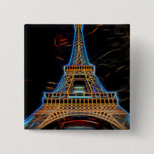 Illustration of Eiffel Tower - Paris, France 15 Cm Square Badge