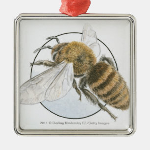 Illustration of European Honey Bee Metal Tree Decoration