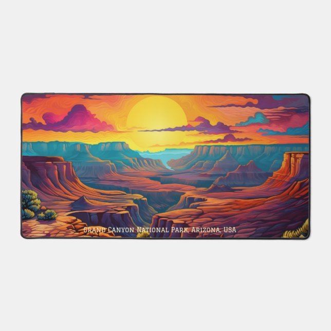 Illustration of Grand Canyon National Park Sunset Desk Mat (Front)