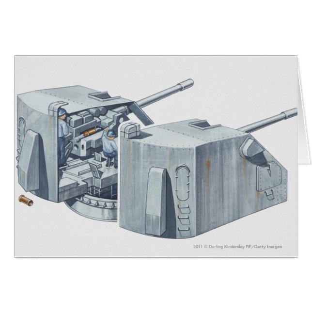 Illustration of gun turret on a WW2 battleship (Front Horizontal)
