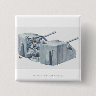 Illustration of gun turret on a WW2 battleship 15 Cm Square Badge