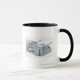 Illustration of gun turret on a WW2 battleship Mug